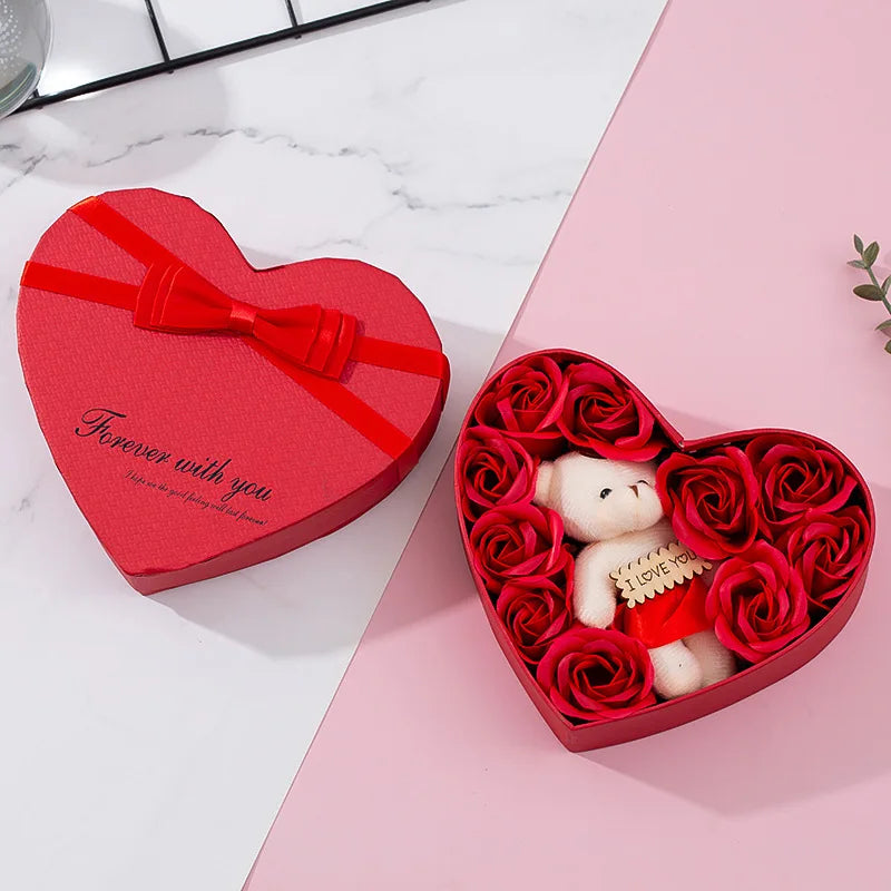 Le Coffret Cœur "Message d'Amour" - Ours & Roses de Savon