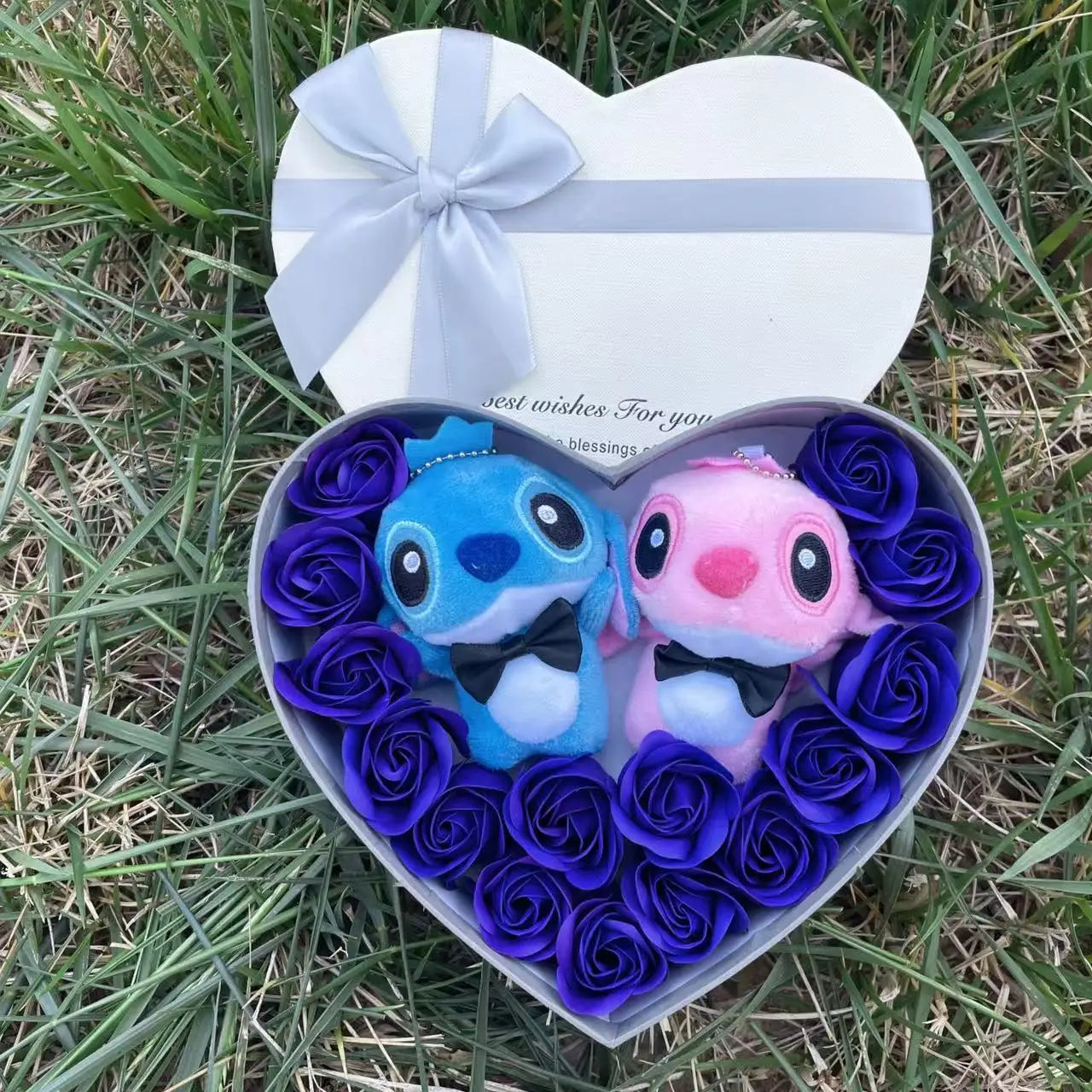 Le Coffret Cœur "Duo Stitch & Angel" - Amour Fou Roses