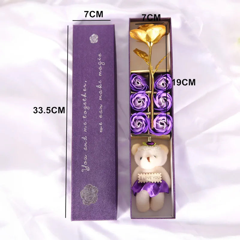 Le Coffret Premium "Déclaration Totale" - Rose d'Or, Fleurs & Ourson