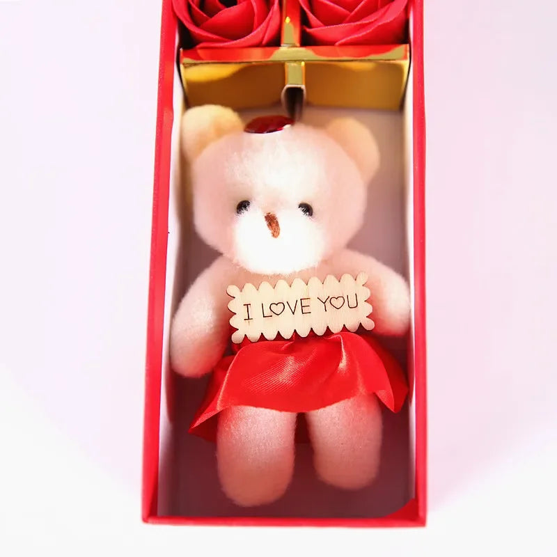 Le Coffret Premium "Déclaration Totale" - Rose d'Or, Fleurs & Ourson