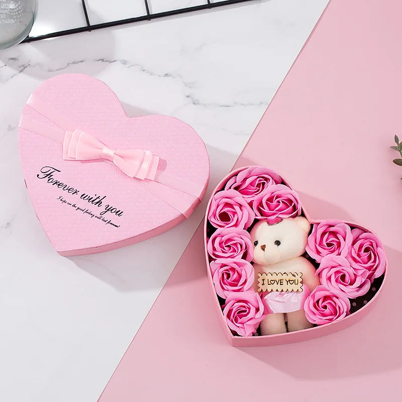 Le Coffret Cœur "Message d'Amour" - Ours & Roses de Savon