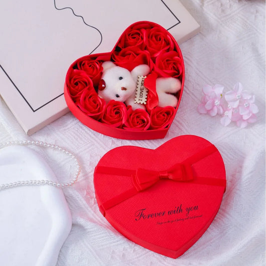 Le Coffret Cœur "Message d'Amour" - Ours & Roses de Savon